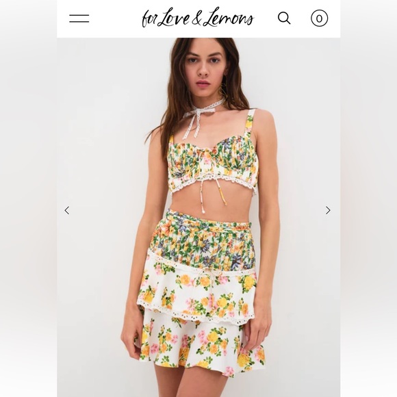 For Love and Lemons Rosalyn Crop Top and matching Skirt